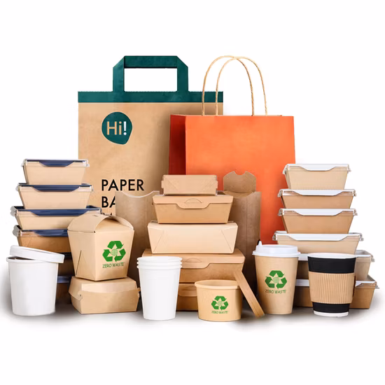 Recipiente de lancheira impresso personalizado/tigela de sopa de salada/caixas de embalagem de alimentos de papel kraft